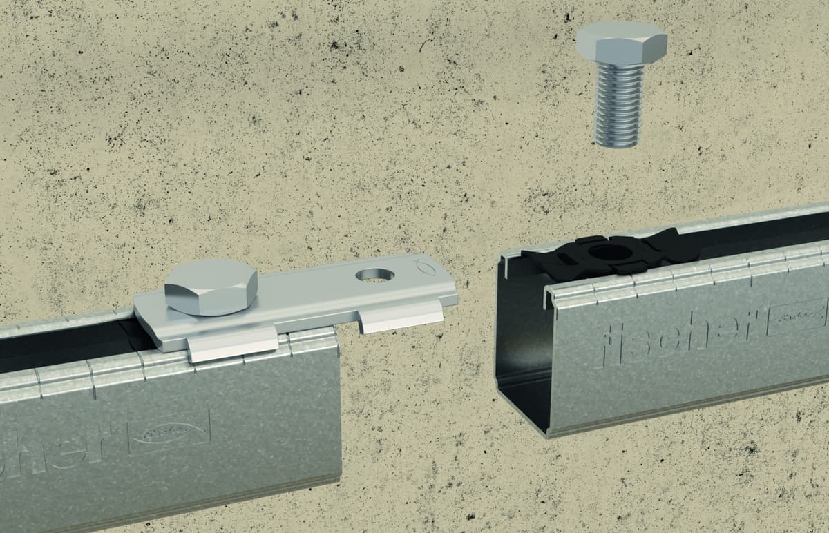 Соединительный элемент Fischer SV 31 для соединения монтажных шин 67х26/8,5 мм, оцинкованная сталь