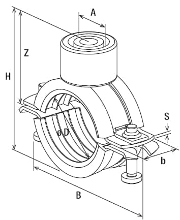 Трубный хомут с тройной соединительной гайкой Fischer FRS TRIPLE 100-105 мм, M8/M10/ 1/2" сталь