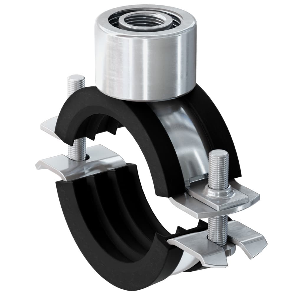 Трубный хомут с тройной соединительной гайкой Fischer FRS TRIPLE 100-105 мм, M8/M10/ 1/2" сталь