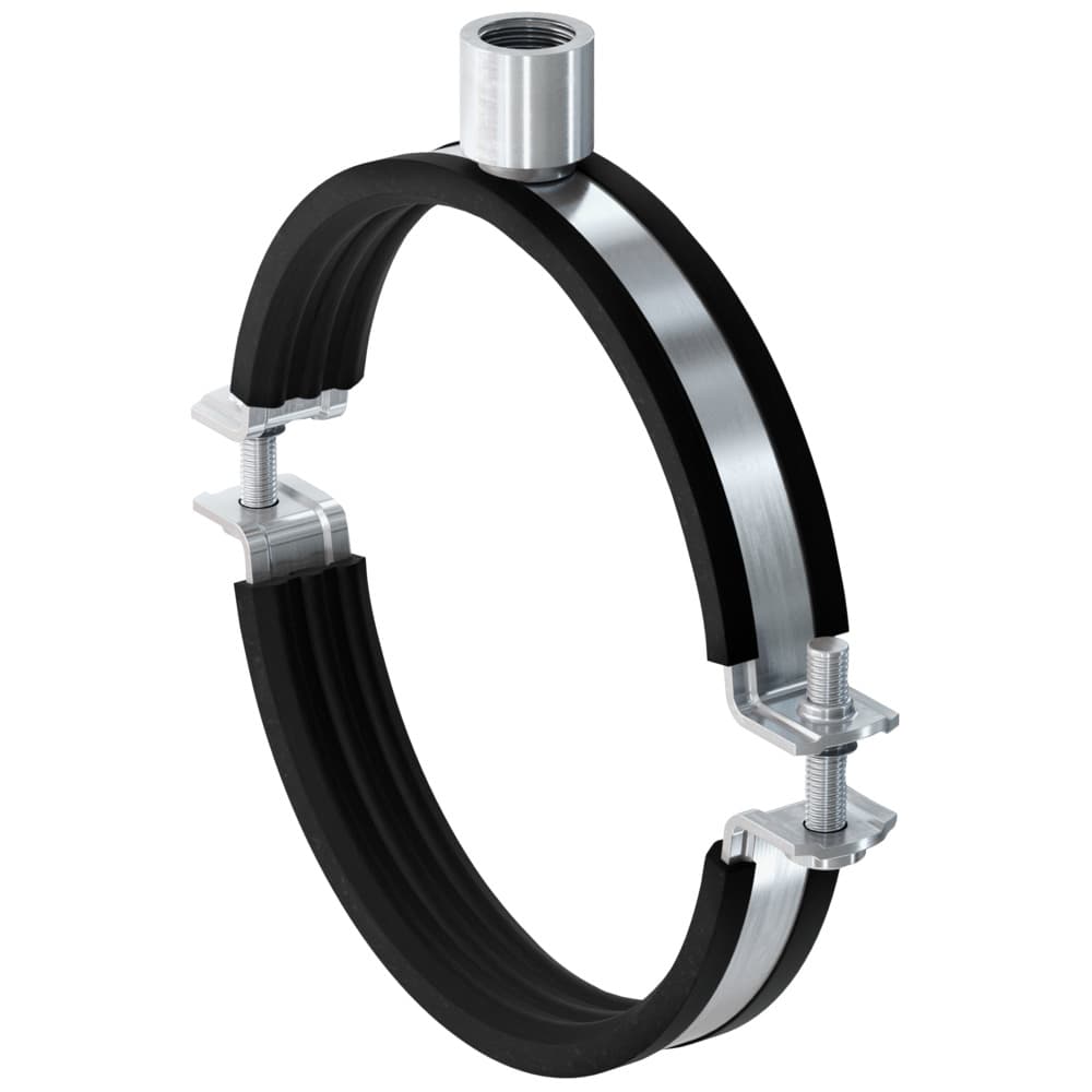 Трубный хомут Fischer FRSM 3/8" (14-20 мм) для тяжелых трубопроводов с метрической резьбой, 1/2" оцинкованная сталь