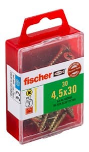 Саморез универсальный Fischer FPF-SZ YZF 4,5x30 мм c потайной головой и полной резьбой, жц. сталь