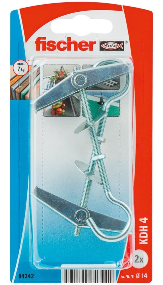 Пружинный дюбель Fischer KDH 4 M4х70, оцинкованная сталь (упаковка блистер 2 шт)