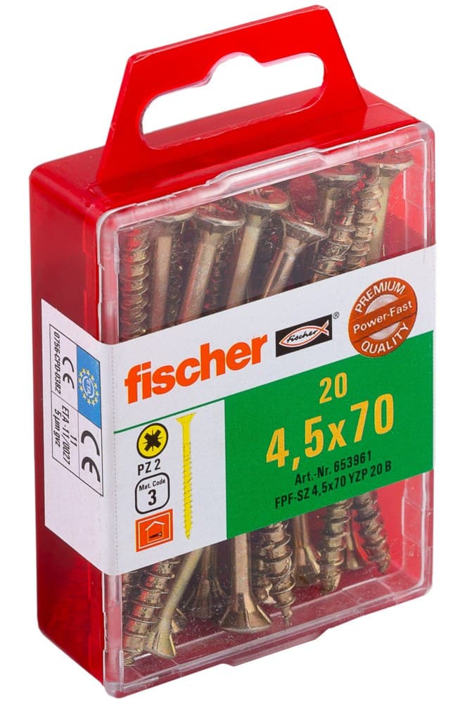 Саморез универсальный Fischer FPF-SZ YZP 4,5x70 мм c потайной головой и неполной резьбой, жц. сталь