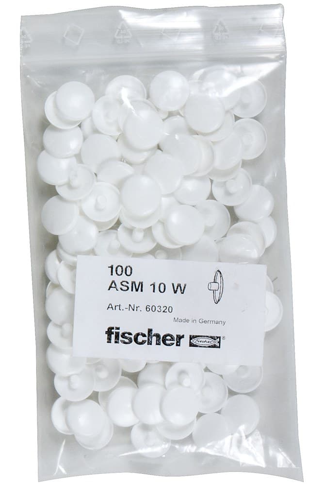 Декоративный белый колпачок Fischer ASM 10 W 16, нейлон