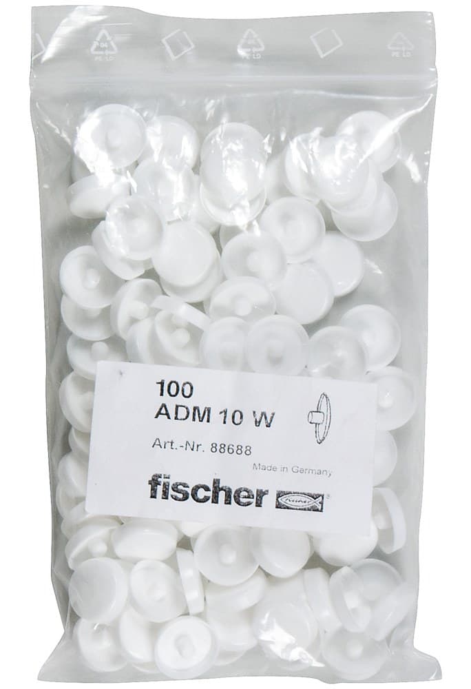 Декоративный белый колпачок Fischer ADM 10 W 16, нейлон