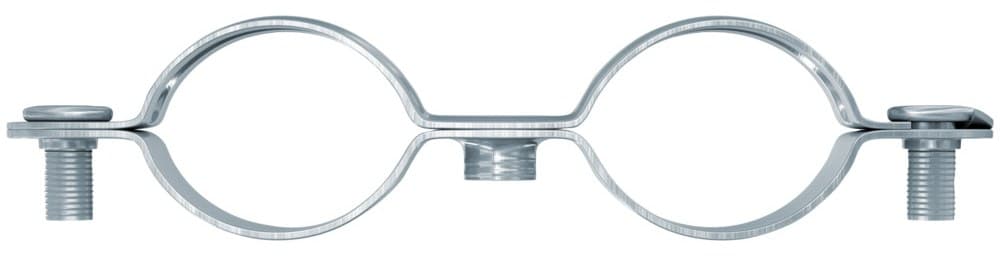 Металлический двухсторонний зажим для труб двойной Fischer AMD 10-12 мм, оцинкованная сталь