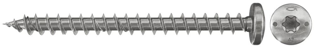 Шуруп с полусферической головкой, Fischer FPF-PT A2F 3,0х20 мм, полная резьба, шлиц TX, нержавеющая сталь А2