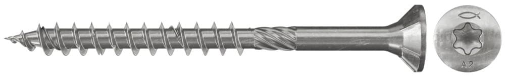 Шуруп с потайной головкой, Fischer FPF-ST A2P 6,0х180 мм, неполная резьба, шлиц TX, нержавеющая сталь А2