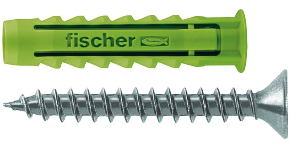 Экологически чистый нейлоновый дюбель Fischer SX GREEN 8x40 S (дюбель + шуруп)
