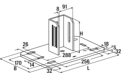 Седельный фланец Fischer FMSF 90L 240-300 мм, горячеоцинкованная сталь