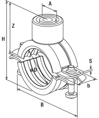 Трубный хомут с тройной соединительной гайкой Fischer FRS TRIPLE 100-105 мм, M8/M10/ 1/2" сталь