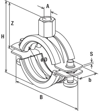 Трубный хомут Fischer FRSR 113-118 M8/M10 (4″), оцинкованная сталь