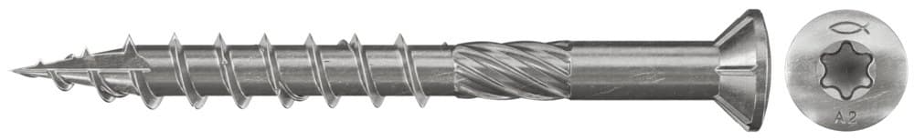 Террасный шуруп Fischer FTS-ST A2P 5,0х40 мм, шлиц TX, нержавеющая сталь А2 (200 шт)