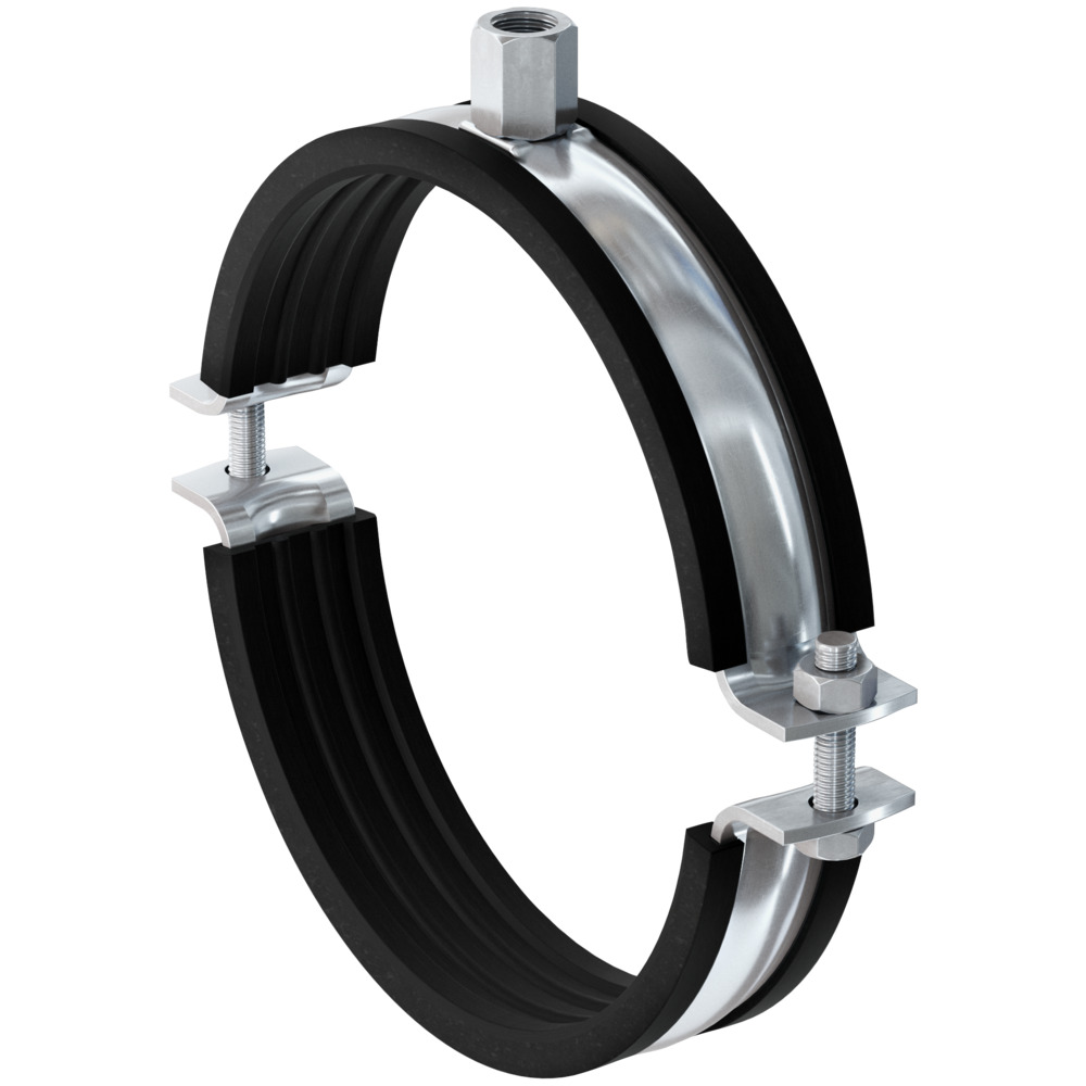 Трубный хомут Fischer FRSM 2" (60-65 мм) для тяжелых трубопроводов с метрической резьбой, M10/M12 горячеоцинкованная сталь