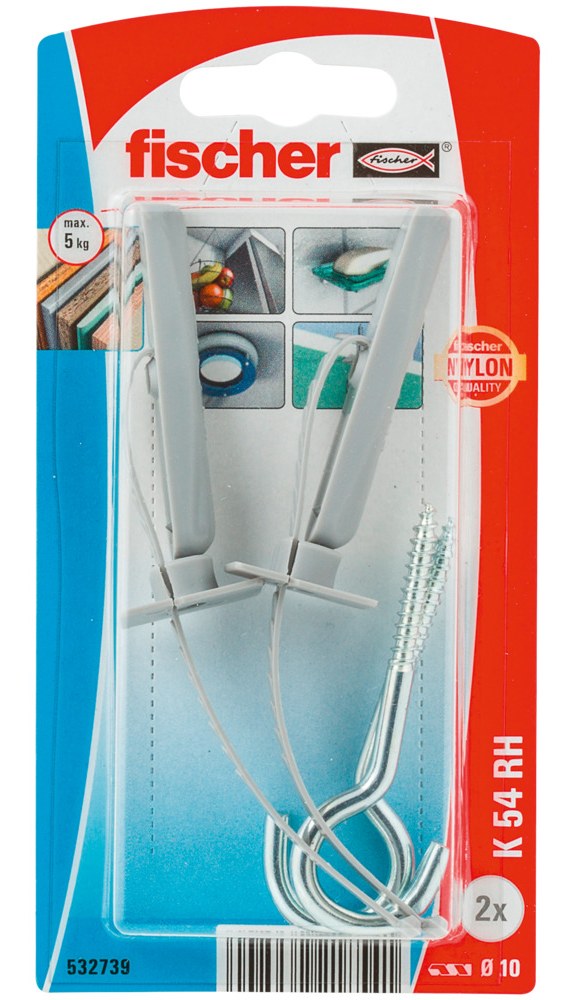 Нейлоновый самоустанавливающийся дюбель Fischer K 54 10х125, ( упаковка блистер 2 шт)