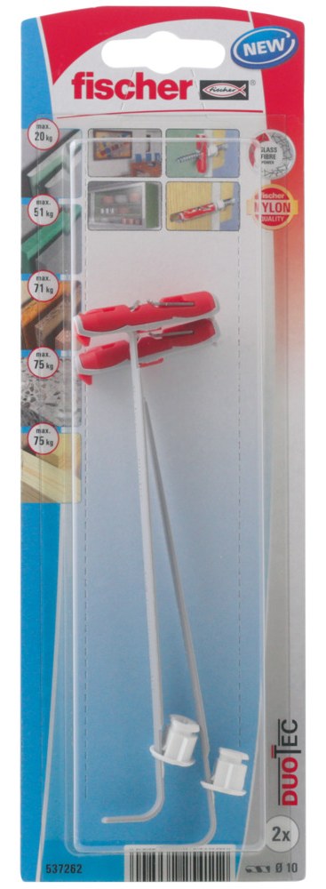 Нейлоновый дюбель Fischer DuoTec 10 K NV (10x55 мм) , упаковка блистер 2 шт