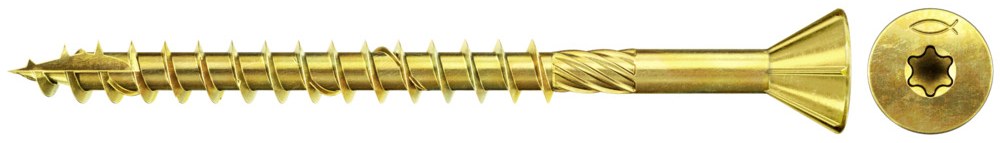 Шуруп Fischer FDF-ST YZP 3,5х45 мм, для панелей MDF, шлиц ТХ, жц. сталь