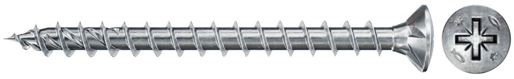 Шуруп Fischer Power-Fast FPF II RZF 4,0x30 мм BC 500 c полупотайной головкой и крестообразным шлицем PZ, оцинкованная сталь (4000 шт)
