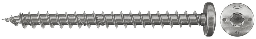 Шуруп с полусферической головкой, Fischer FPF-PT A2F 3,0х20 мм, полная резьба, шлиц TX, нержавеющая сталь А2