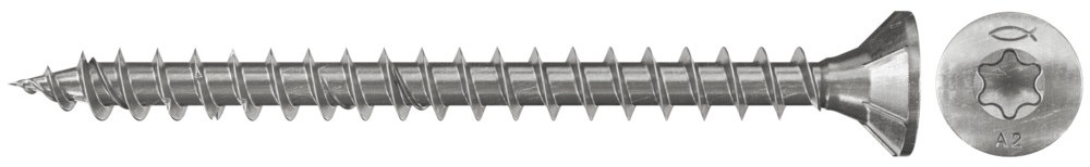 Шуруп с потайной головкой, Fischer FPF-ST A2F 3,0х30 мм, полная резьба, шлиц TX, нержавеющая сталь А2