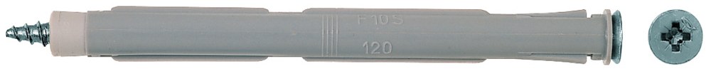 Нейлоновый рамный дюбель Fischer F-S 10x75 с оцинкованным шурупом с потайной головкой
