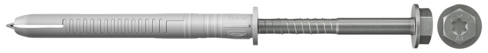 Фасадный дюбель Fischer FUR-SS 10х80 с шурупом из нержавеющей стали A4 с шестигранной головкой и прессшайбой