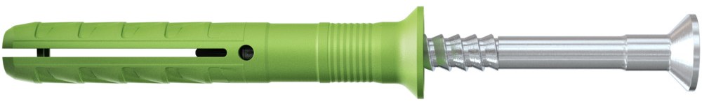 Экологически чистый дюбель Fischer N Green 6х40/10 F с потайным бортиком, с оцинкованным гвоздем (45 шт)