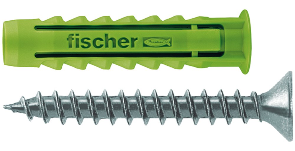 Экологически чистый нейлоновый дюбель Fischer SX GREEN 8x40 S (дюбель + шуруп)