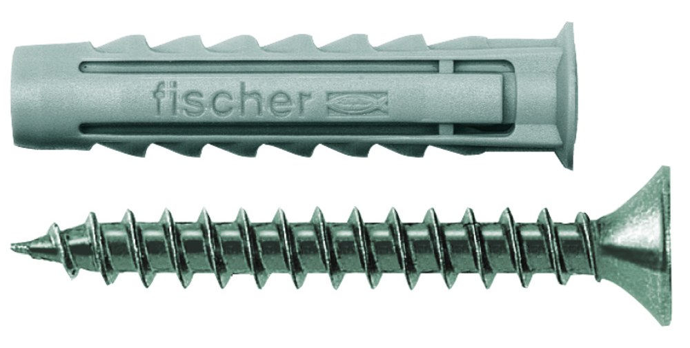 Распорный нейлоновый дюбель Fischer SX-S 8х40 с кромкой (дюбель + шуруп)