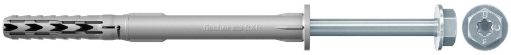 Фасадный дюбель Fischer SXR-FUS 10х100 с гальванически оцинкованным шурупом с шестигранной головкой и прессшайбой